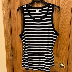 Old Navy Black & White Striped Scoop Neck Tank